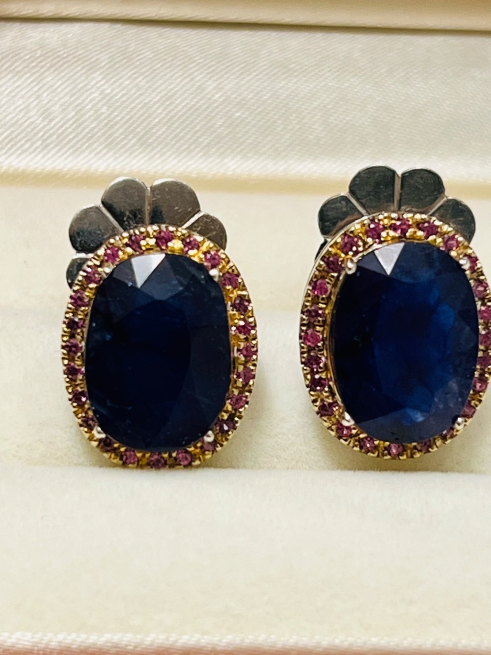 Appraised 24ct Genuine sapphire and sterling silver earrings